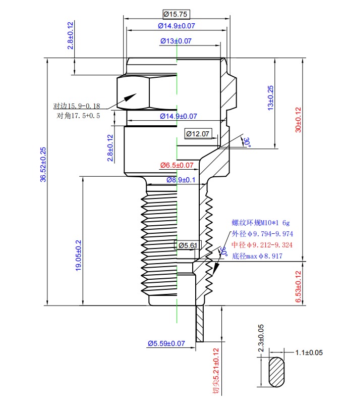摩托车火花塞壳体结构图纸